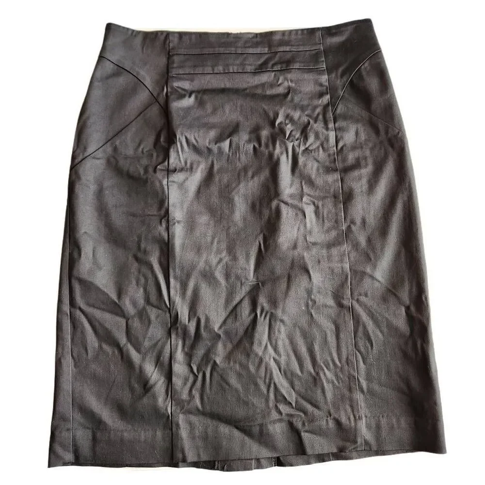 Worthington women's size 8 black pencil skirt textured Moto slim fit tight offic